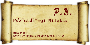 Pöstényi Miletta névjegykártya